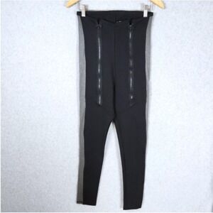 NWOT Demobaza High Waist Double Zipper Leggings Pants Sz Medium Black Gray READ